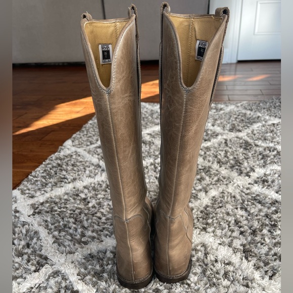 Frye Paige Tall Riding Boot: Tan Burnished Leather-77534 - Picture 3 of 10